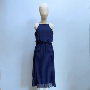 Sam Edelman Navy Smock Plisse Midi Dress - Size 2